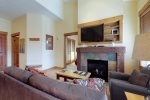 Spacious living room with gas fireplace